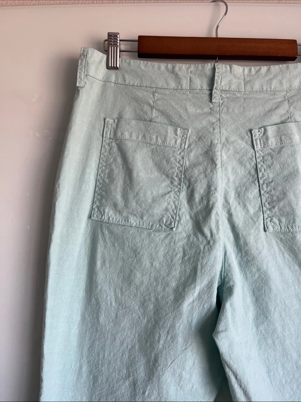 Frank & Eileen Jameson Linen Cotton Blend Seafoam Blue Jogger Pants Size 8